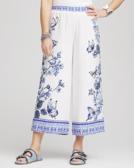 Chico's Women | Butterfly Pull-On Linen Cropped Pants ALABASTER