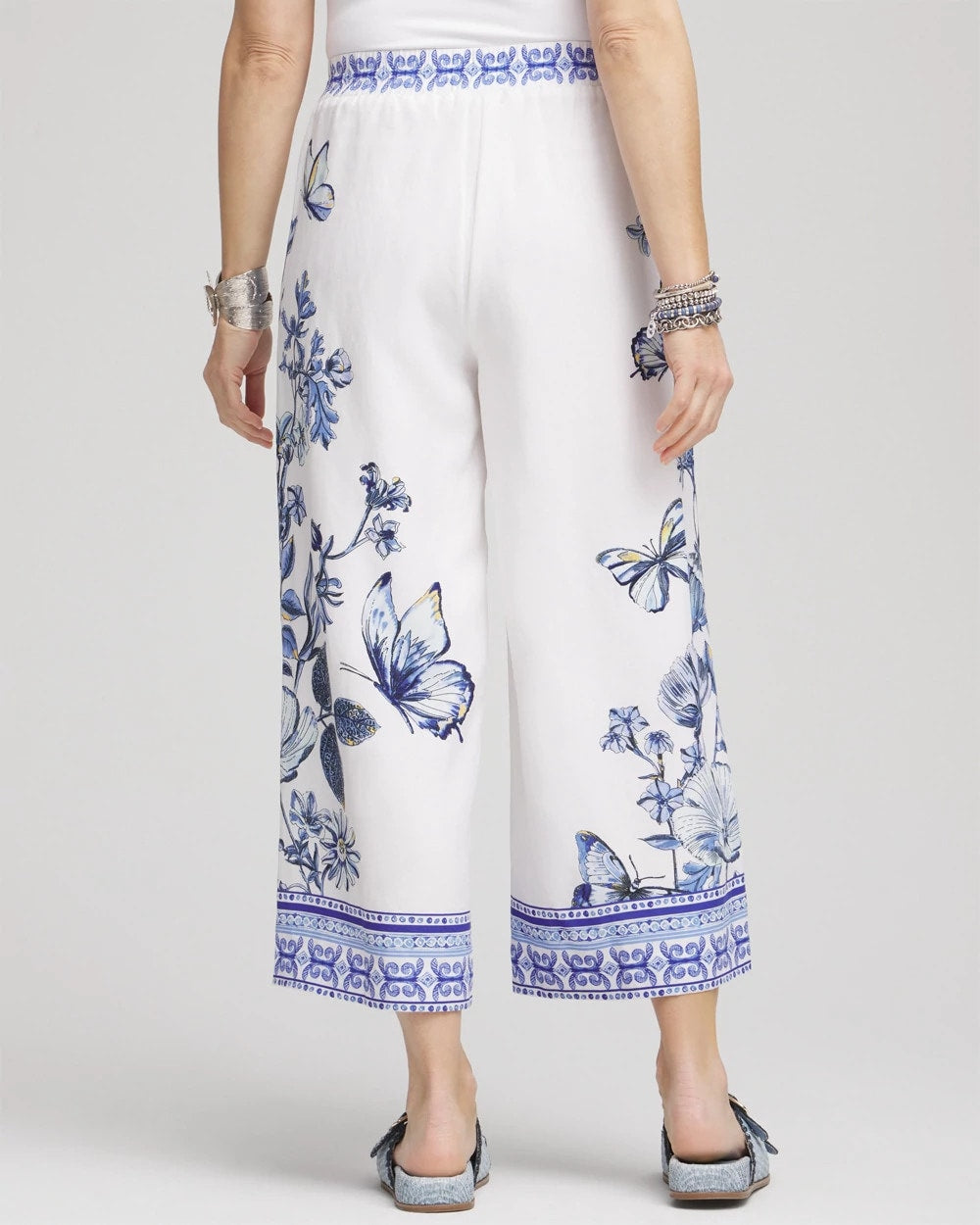 Chico's Women | Butterfly Pull-On Linen Cropped Pants ALABASTER