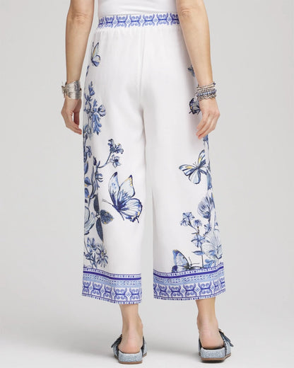 Chico's Women | Butterfly Pull-On Linen Cropped Pants ALABASTER