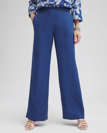 Chico's Women | Linen Trouser Flare Pants NAVAL INDIGO
