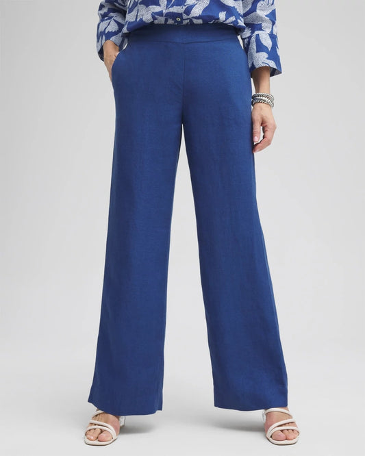 Chico's Women | Linen Trouser Flare Pants NAVAL INDIGO