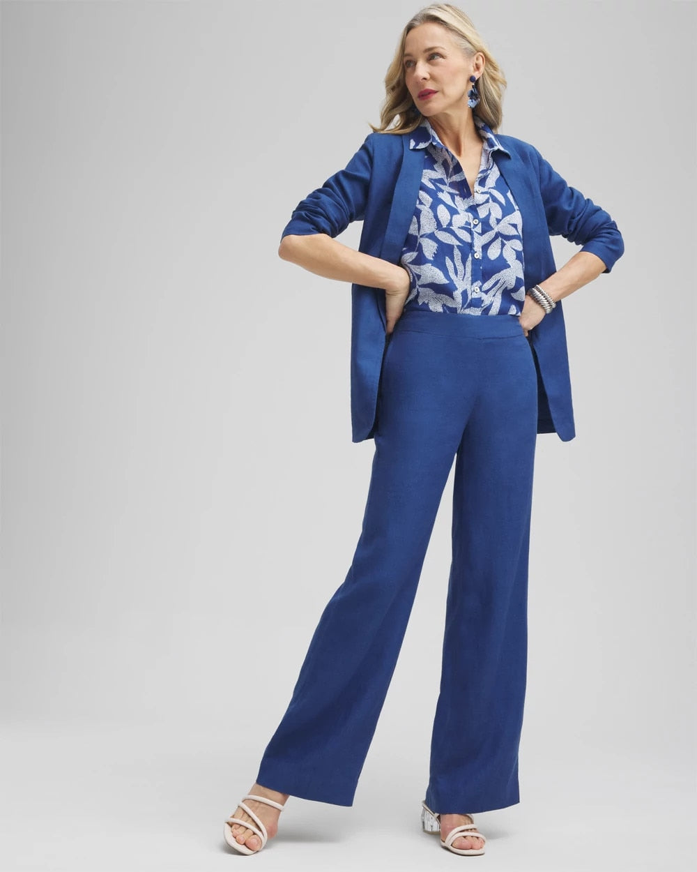 Chico's Women | Linen Trouser Flare Pants NAVAL INDIGO