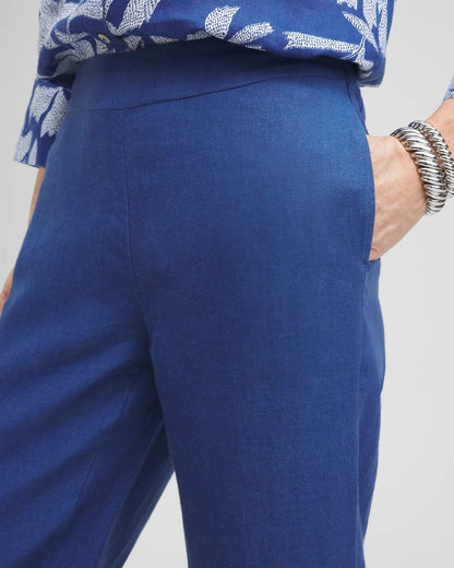 Chico's Women | Linen Trouser Flare Pants NAVAL INDIGO