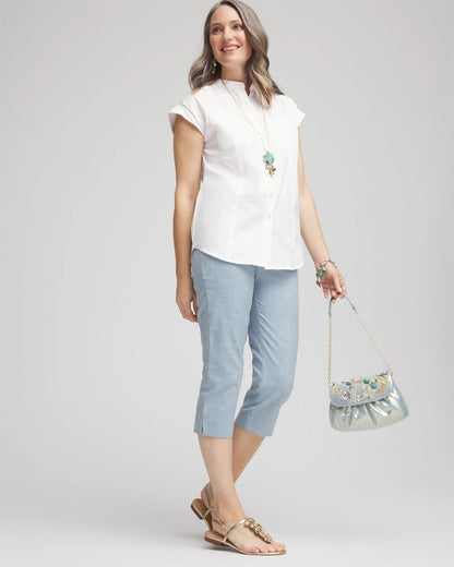Chico's Women | Brigitte™ Cross Dye Capri Pants BLUE PEARL