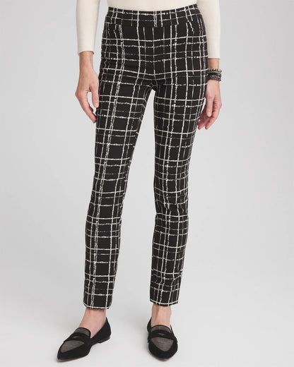 Chico's Women | Brigitte Plaid Slim Ankle Pants BLACK