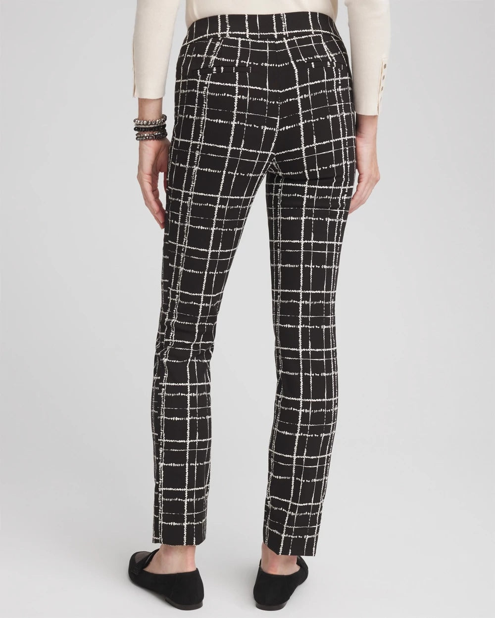 Chico's Women | Brigitte Plaid Slim Ankle Pants BLACK