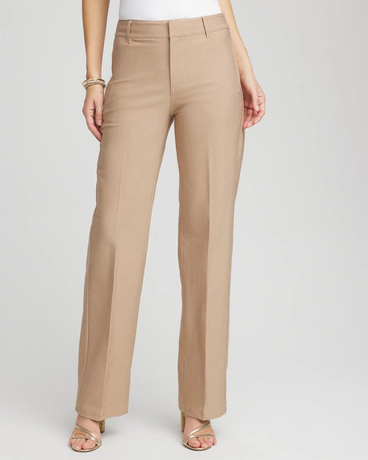 Chico's Women | Petite Cotton Straight-Leg Trousers CATTAIL BROWN
