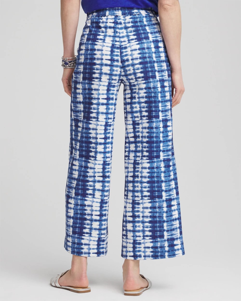 Chico's Women | Tie-Dye Linen Cropped Pants BLUE