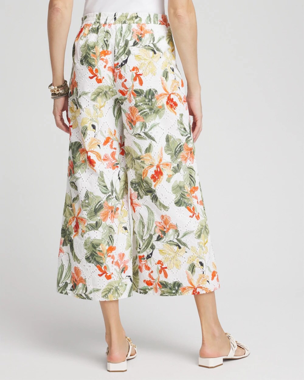 Chico's Women | Floral Eyelet Culotte Pants ALABASTER