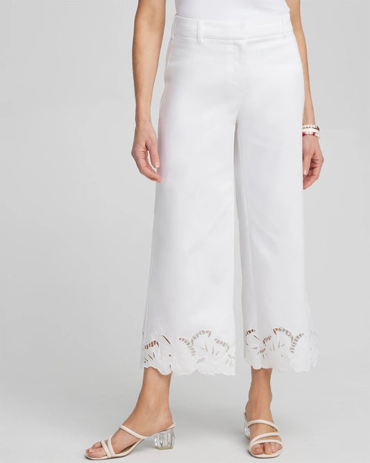 Chico's Women | Cotton Sateen Cut Work Crops ALABASTER