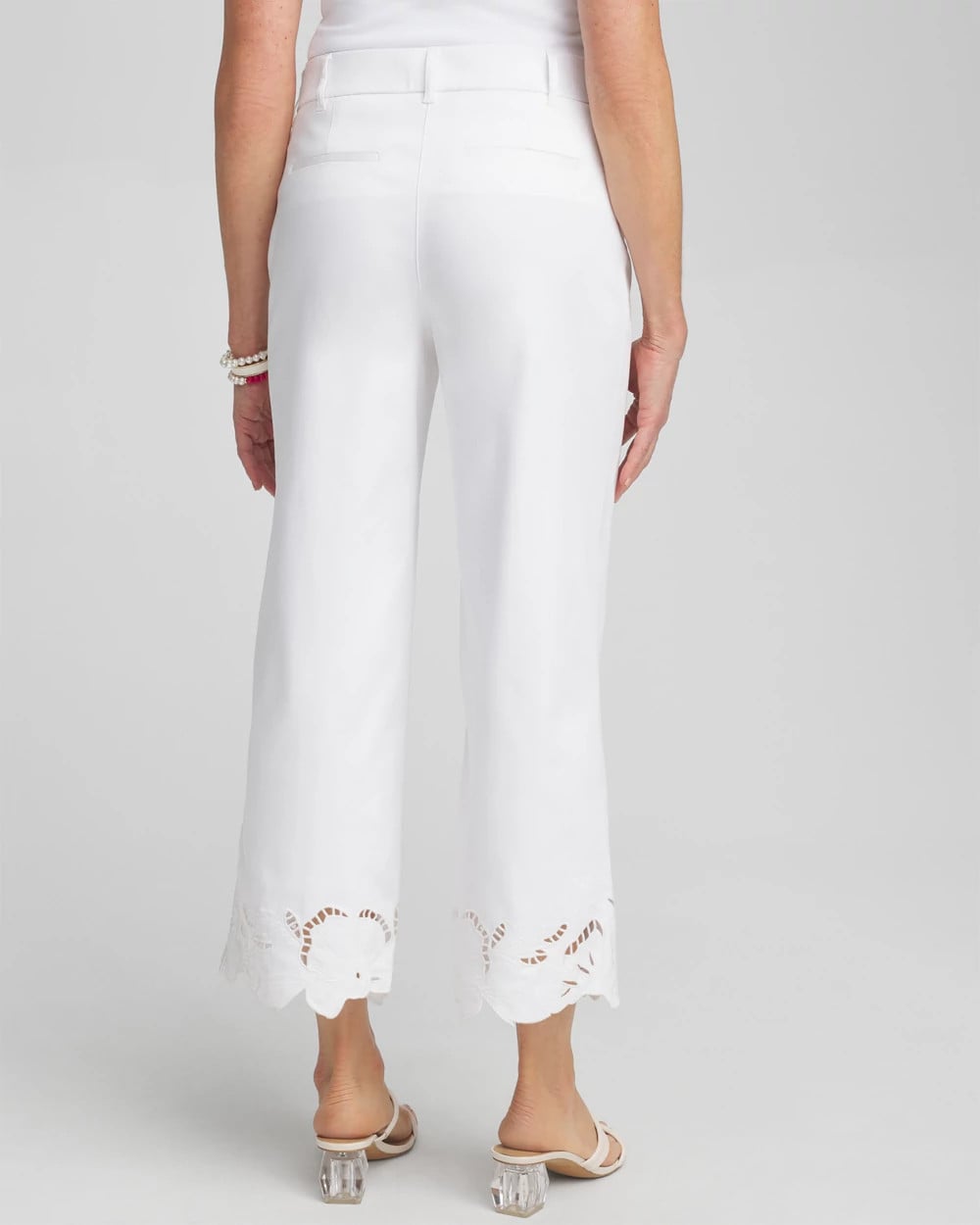 Chico's Women | Cotton Sateen Cut Work Crops ALABASTER