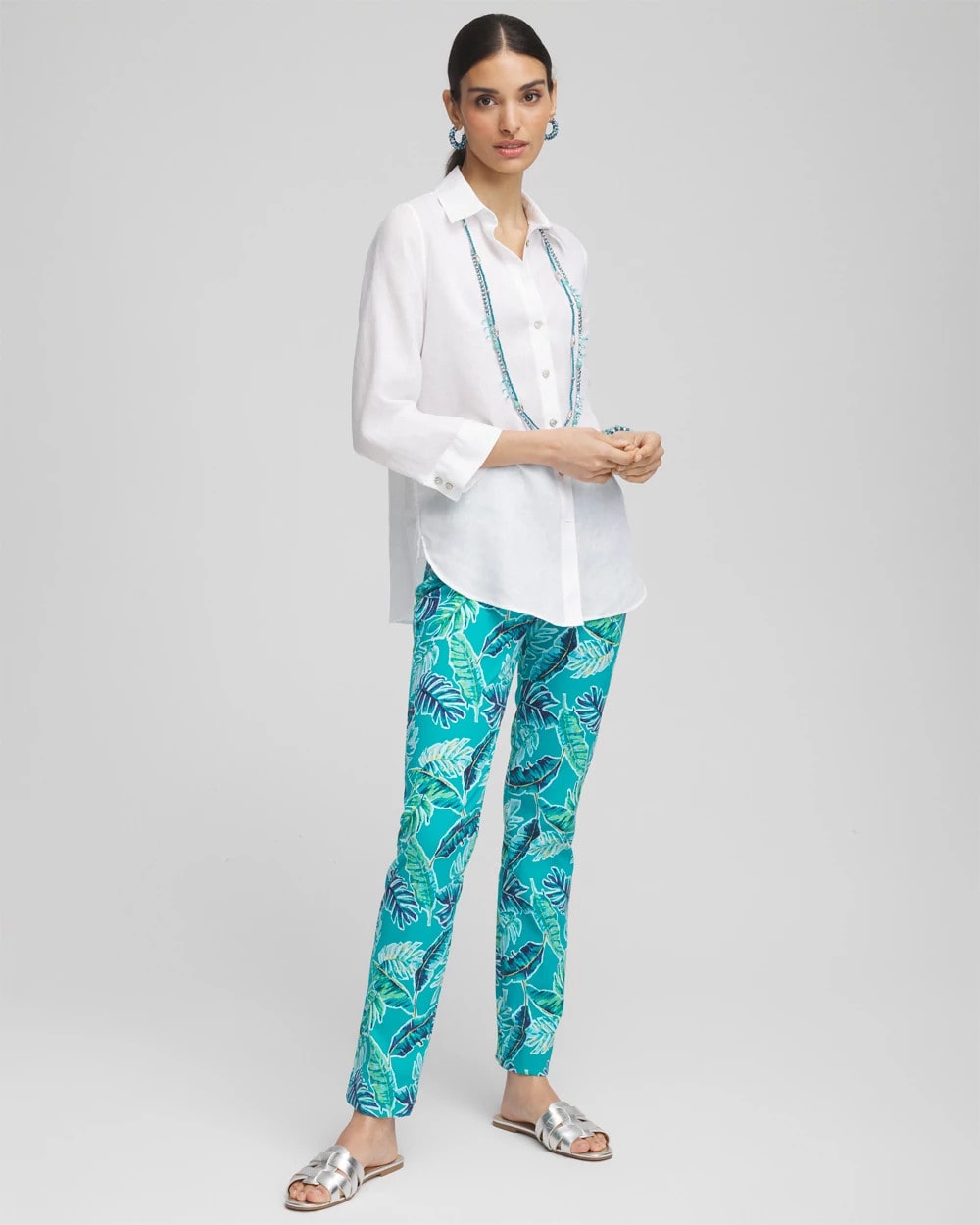 Chico's Women | Brigitte™ Tropical  Slim Leg Pants SEASPRAY