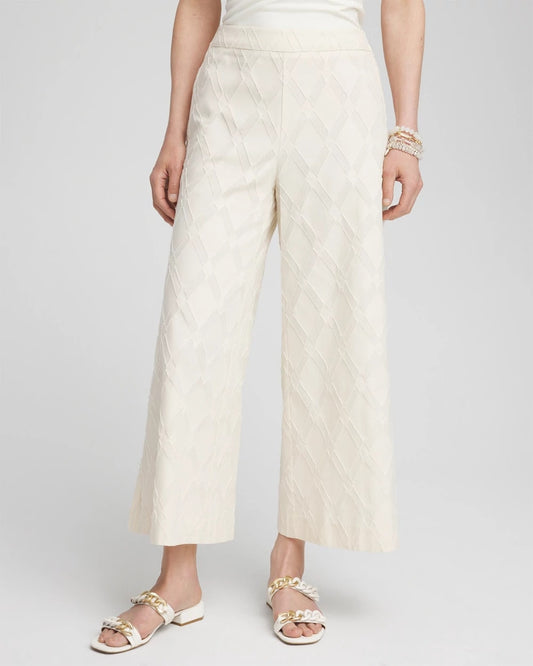 Chico's Women | Textured Wide Leg Cropped Pants NATURAL CREAM