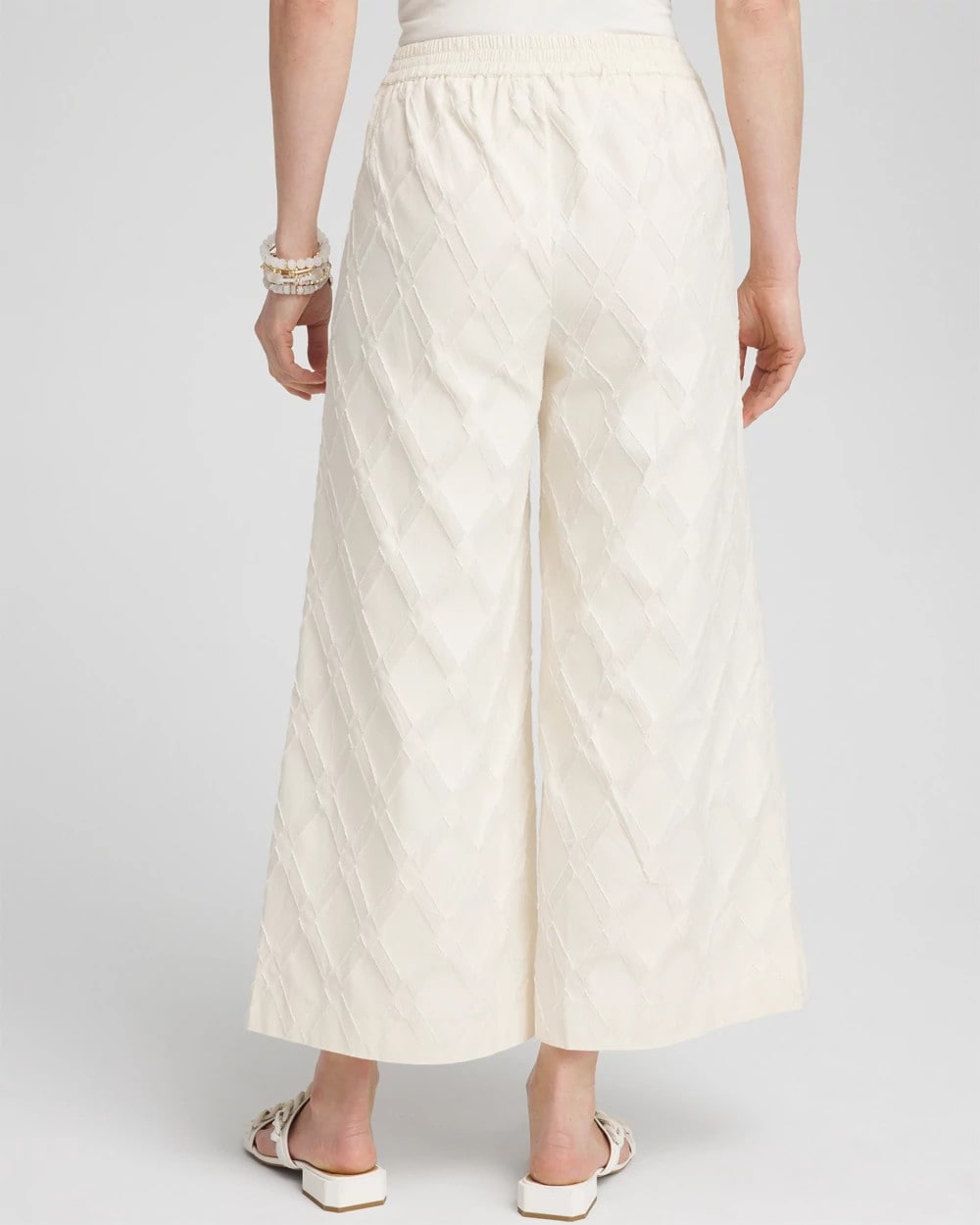 Chico's Women | Textured Wide Leg Cropped Pants NATURAL CREAM