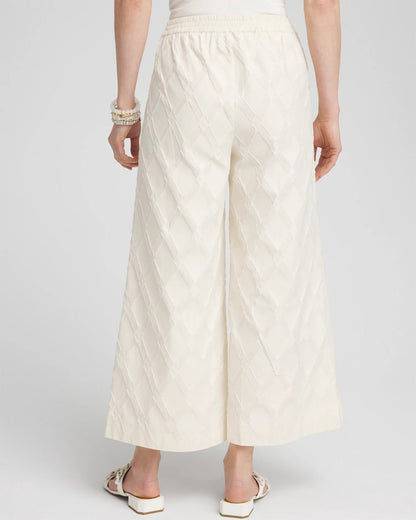 Chico's Women | Textured Wide Leg Cropped Pants NATURAL CREAM