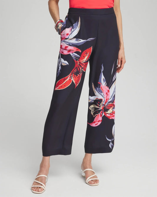 Chico's Women | Floral Print Soft Cropped Pants CLASSIC NAVY