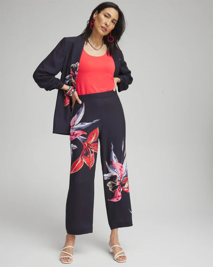 Chico's Women | Floral Print Soft Cropped Pants CLASSIC NAVY
