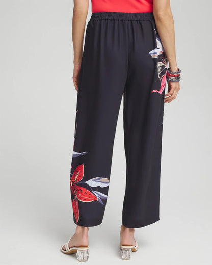 Chico's Women | Floral Print Soft Cropped Pants CLASSIC NAVY