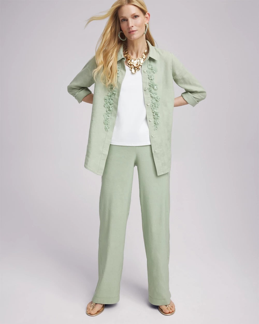 Chico's Women | Linen Stretch Relaxed Pants MOROCCAN MINT