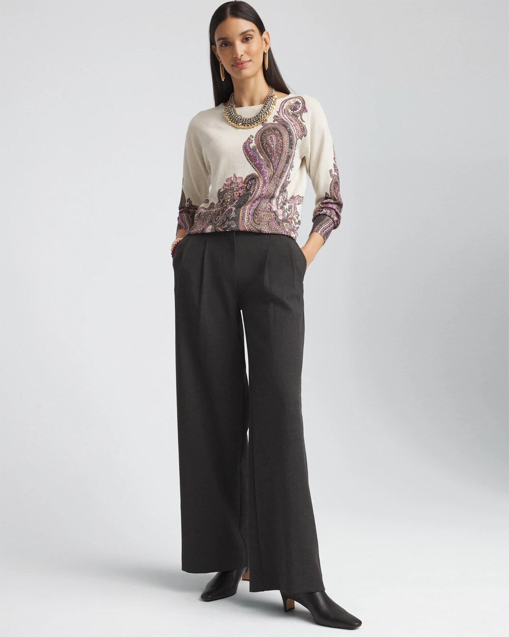 Chico's Women | Pleated Trouser Pants GRAY