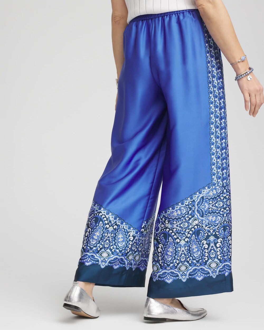 Chico's Women | Pull-on Paisley Drawstring Cropped Pants BLUE PEARL