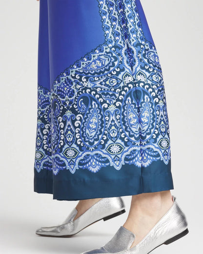 Chico's Women | Pull-on Paisley Drawstring Cropped Pants BLUE PEARL