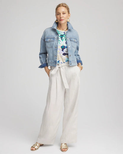 Chico's Women | Hollywood Waist Belted Linen Pants DOVE GRAY