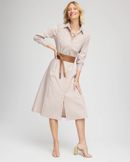 Chico's Women | Vanilla Chai Striped Shirtdress VANILLA CHAI