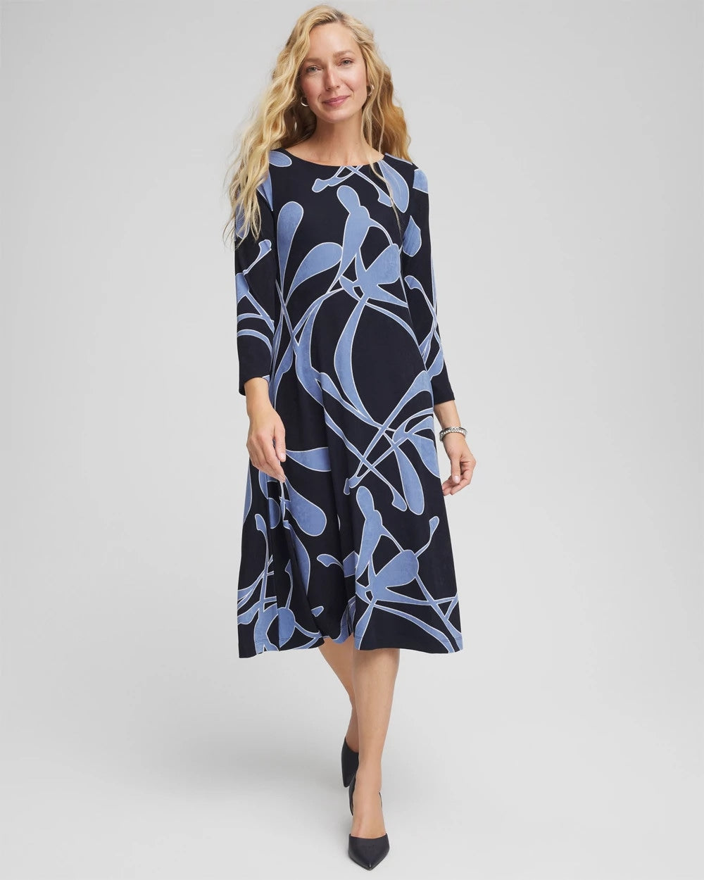 Chico's Women | Travelers™ Abstract Midi Dress TRAVELERS INDIA INK