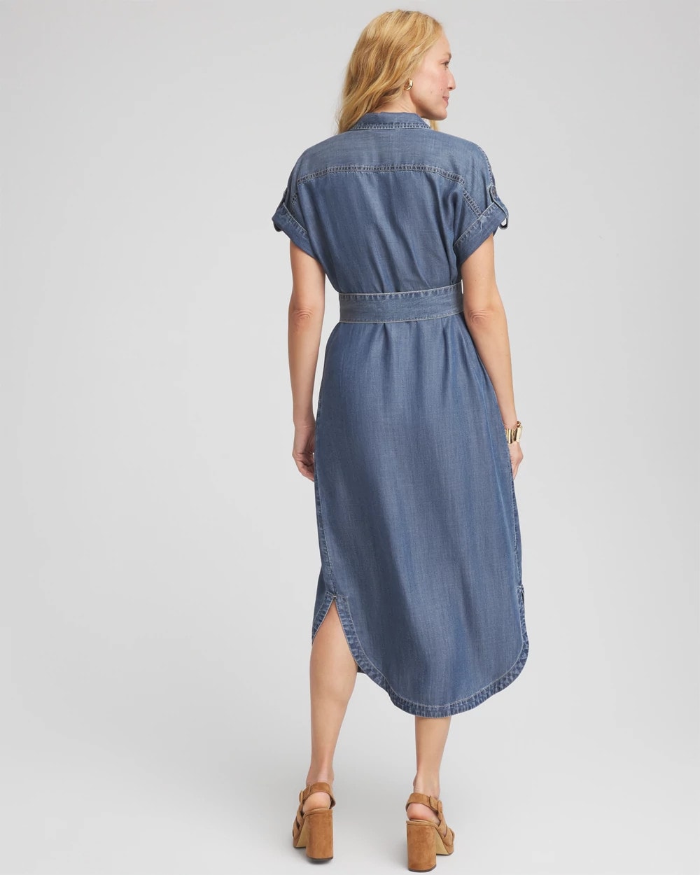 Chico's Women | Denim Tie  Midi Shirtdress WHIMSICAL INDIGO