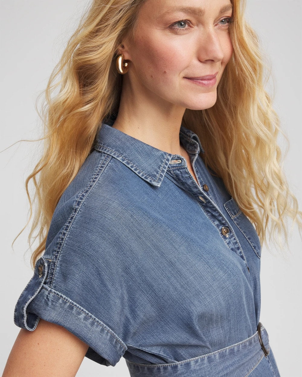Chico's Women | Denim Tie  Midi Shirtdress WHIMSICAL INDIGO