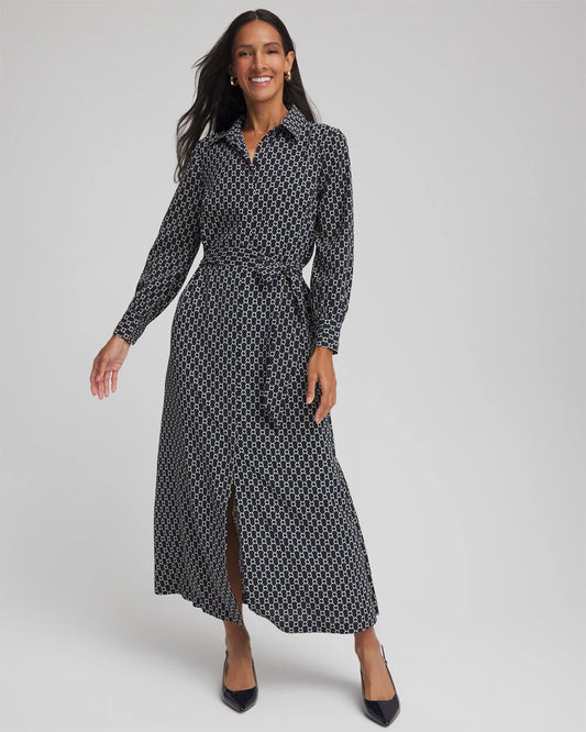Chico's Women | Chain Print Maxi Shirtdress PASSPORT BLUE
