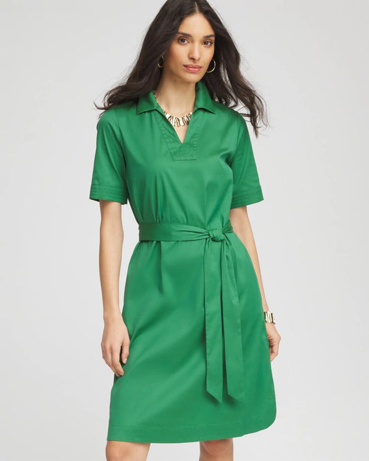 Chico's Women | Shirttail Hem Popover Dress JARDIN GREEN