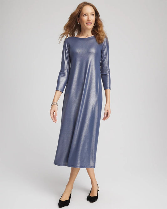 Chico's Women | Foiled Jersey Knit Maxi Dress INDIGO SKY