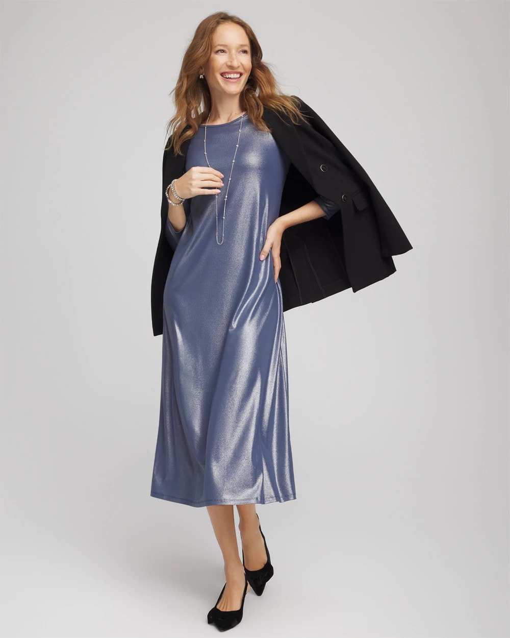 Chico's Women | Foiled Jersey Knit Maxi Dress INDIGO SKY