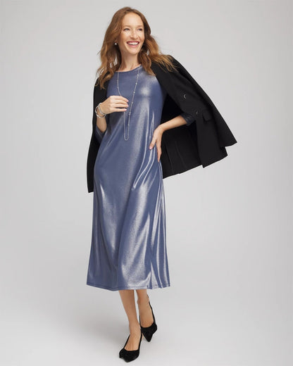 Chico's Women | Foiled Jersey Knit Maxi Dress INDIGO SKY