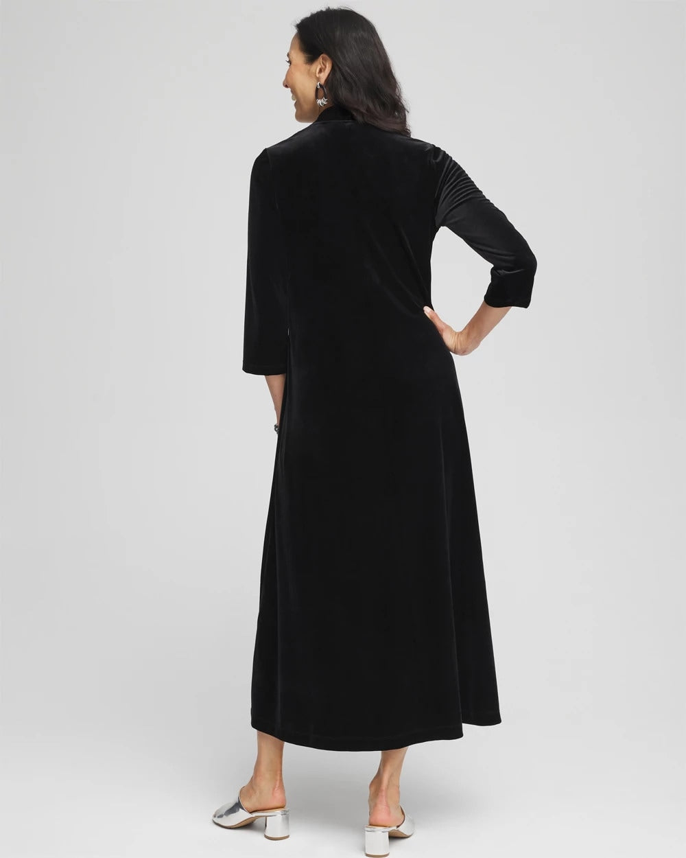 Chico's Women | V-Neck Velour Midi Dress BLACK