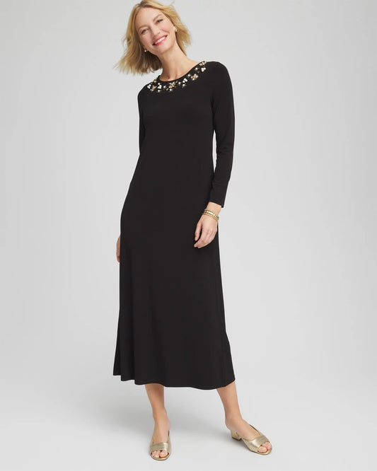 Chico's Women | Embellished Column Maxi Dress BLACK