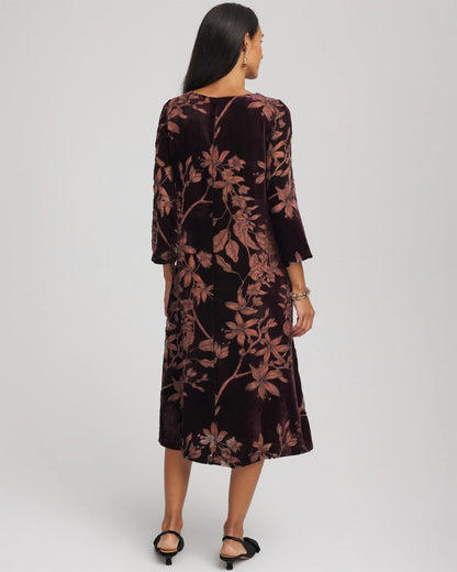 Chico's Women | Burnout Velvet Midi Dress NIGHT BLOOM