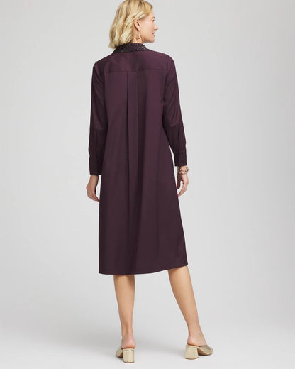 Chico's Women | Sequin Collar Midi Shirtdress NIGHT BLOOM