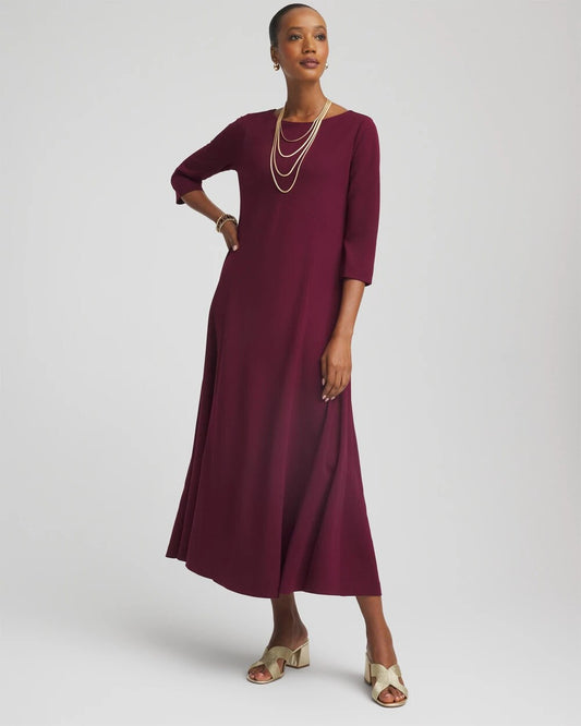 Chico's Women | Seamed Crepe Maxi Dress DEEP CHIANTI
