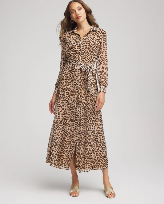 Chico's Women | Cheetah-Print Godet Dress BRIAR BROWN