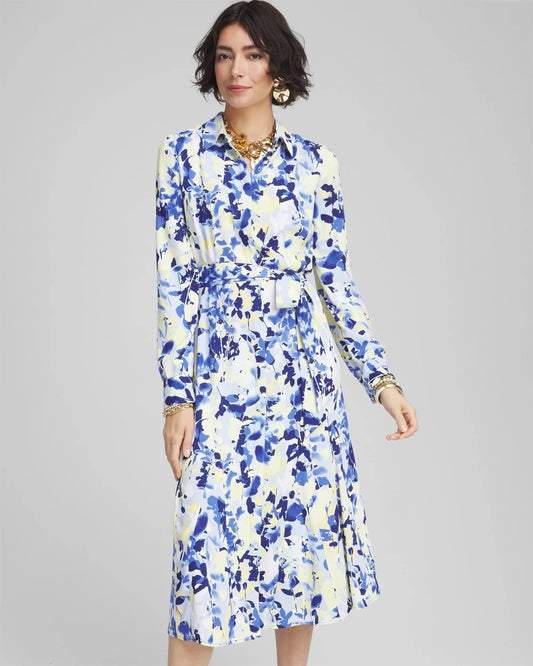 Chico's Women | Floral Midi Shirtdress BLUE CASA