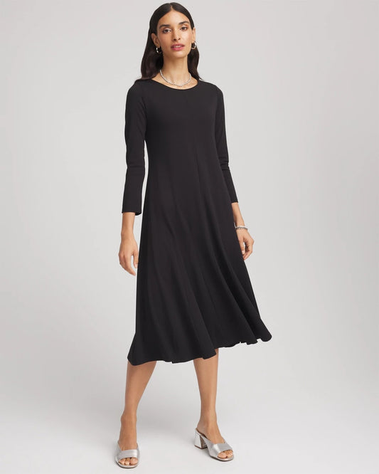 Chico's Women | Ponte A-line Midi Dress BLACK