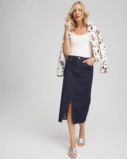 Chico's Women | High-Rise Straight Stretch-Denim Skirt CEDAR RINSE