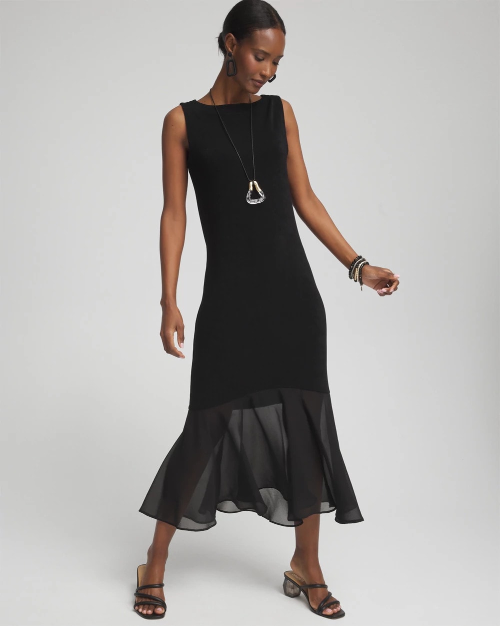 Chico's Women | Travelers™ Chiffon Hem Dress TRAVELERS BLACK