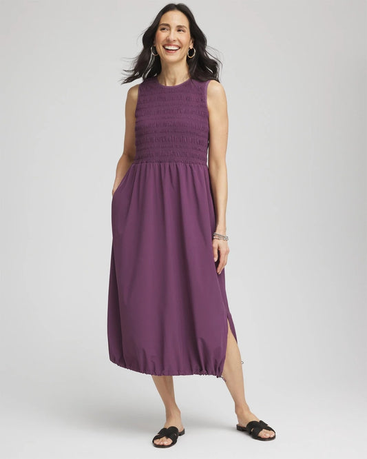Chico's Women | Zenergy® UPF Smocked Midi Dress WASHED GRAPE