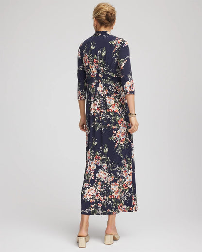 Chico's Women | Knit Pleated Maxi Dress PASSPORT BLUE