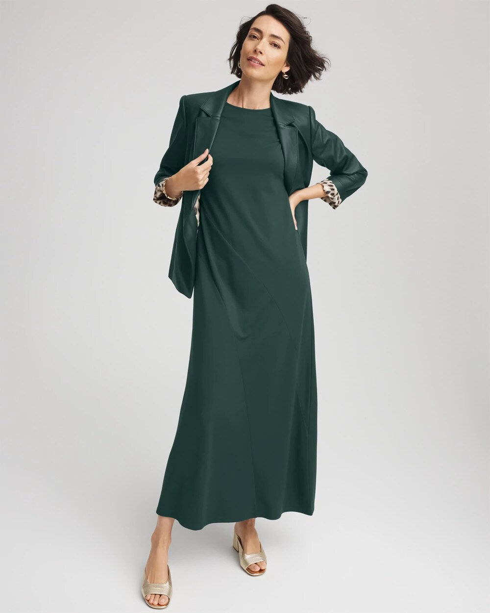 Chico's Women | Dolman-Sleeve Ponte  Maxi Dress DARKEST SPRUCE
