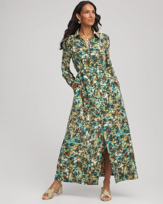 Chico's Women | Printed Long-Sleeved Shirtdress DARKEST SPRUCE